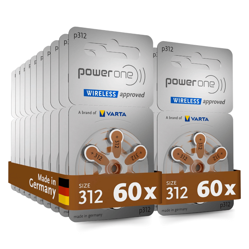 بطاريات PowerOne 312 للمساعدات السمعية (120 رقمًا)