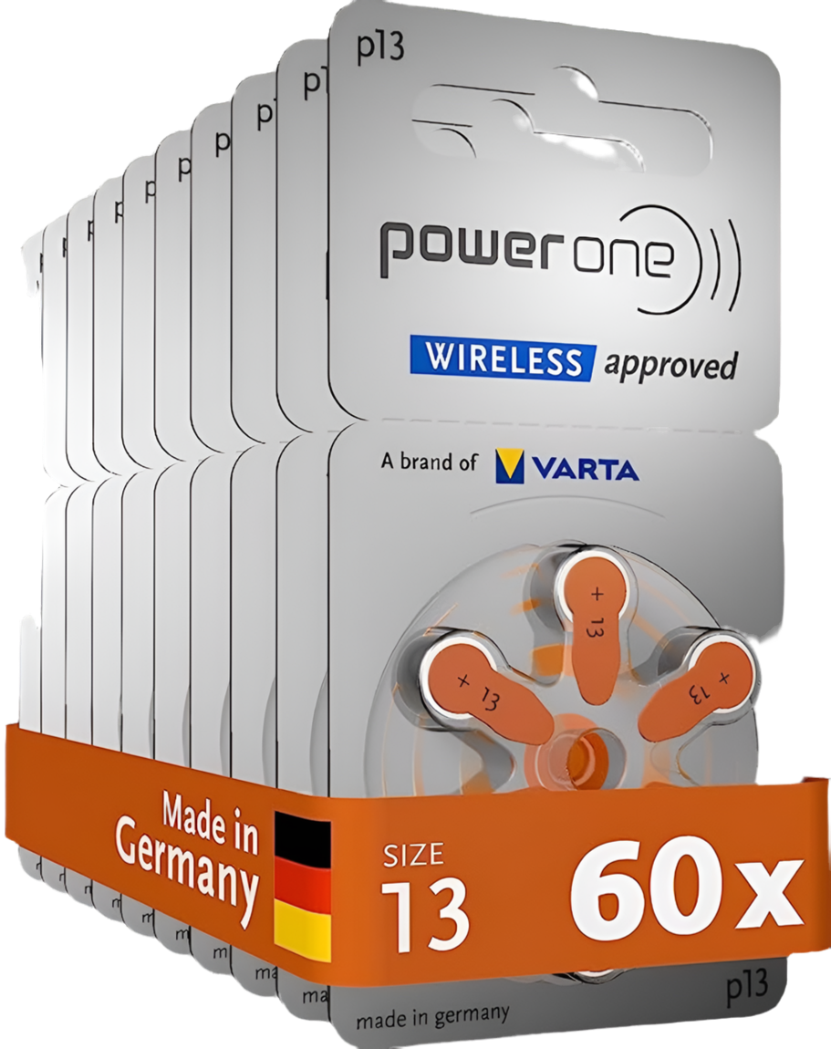 PowerOne Size 13 Hearing Aid Batteries (60 Numbers)
