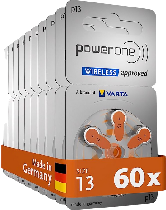 PowerOne Size 13 Hearing Aid Batteries (60 Numbers)
