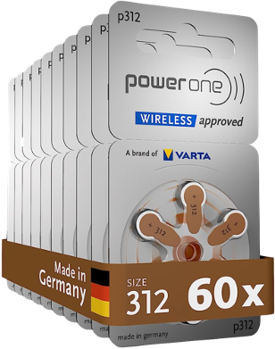 PowerOne 312 Hearing Aid Batteries (60 Numbers)