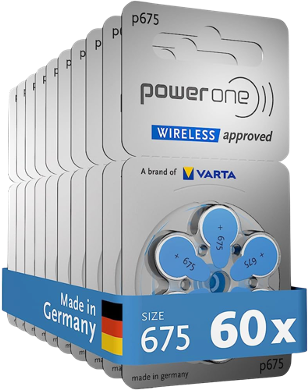 بطاريات PowerOne 675 للمساعدات السمعية (60 رقمًا)