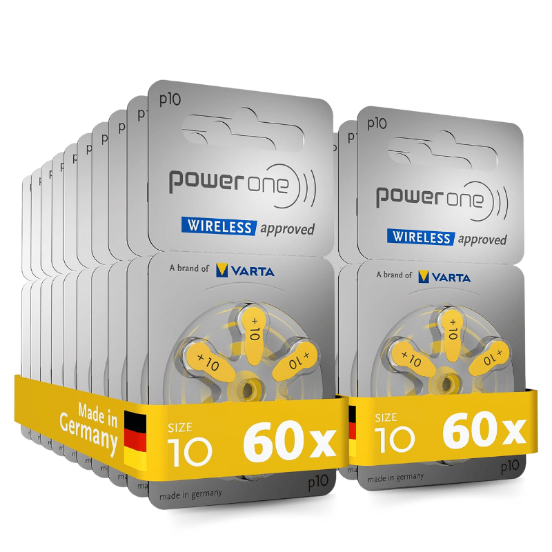 بطاريات PowerOne مقاس 10 للمساعدة على السمع (120 رقمًا)