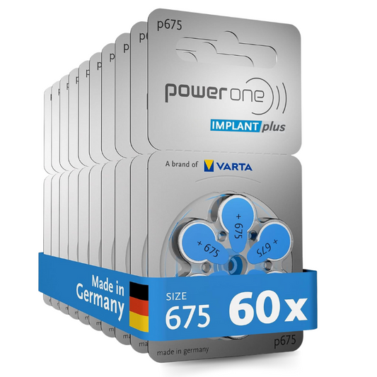 PowerOne 675 Implant Plus Batteries (60 Numbers)