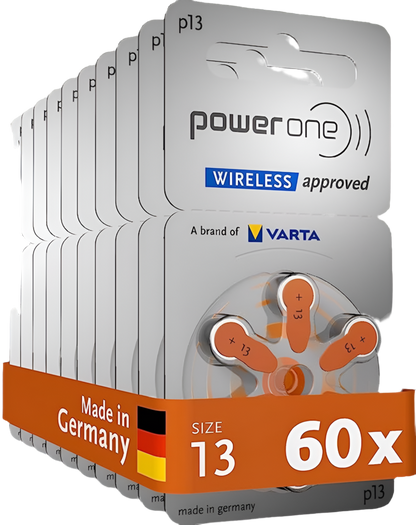 PowerOne Size 13 Hearing Aid Batteries (60 Numbers)