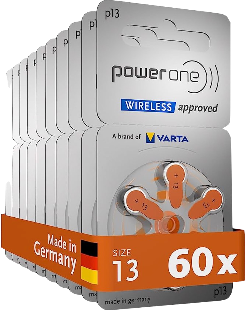 PowerOne Hörgerätebatterien Größe 13 (60 Stück)